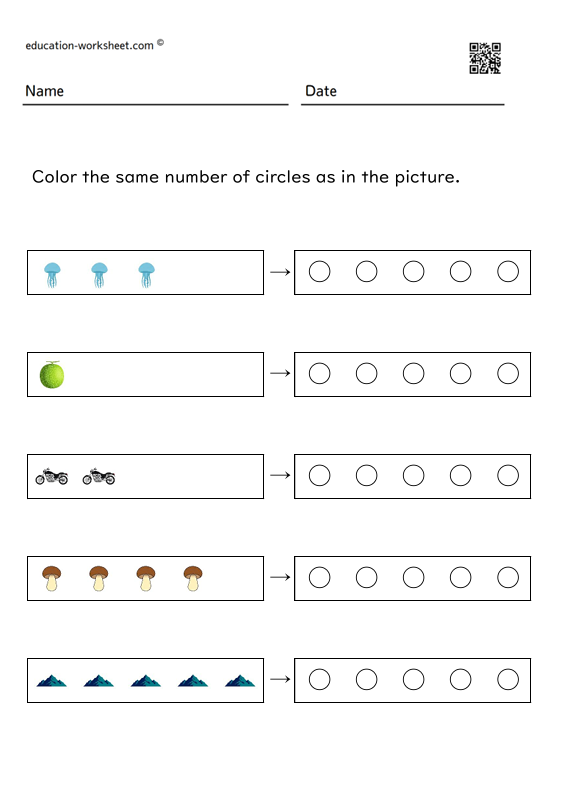 Color in the same number of circles as in the diagram 1-5_004