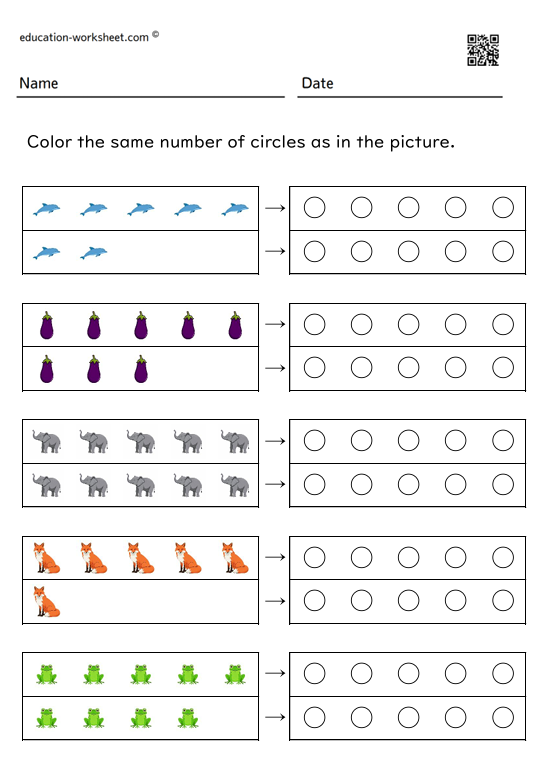 Color in the same number of circles as in the diagram 6-10_002