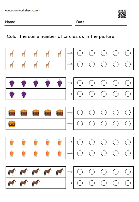 Color in the same number of circles as in the diagram 6-10_003