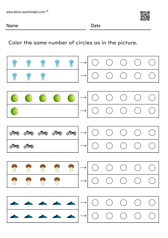 Color in the same number of circles as in the diagram 6-10_004