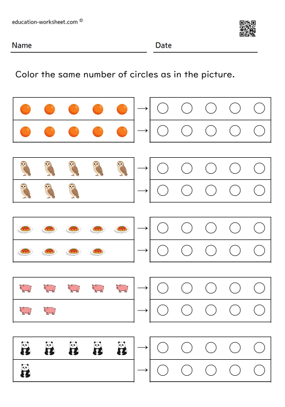 Color in the same number of circles as in the diagram 6-10_005