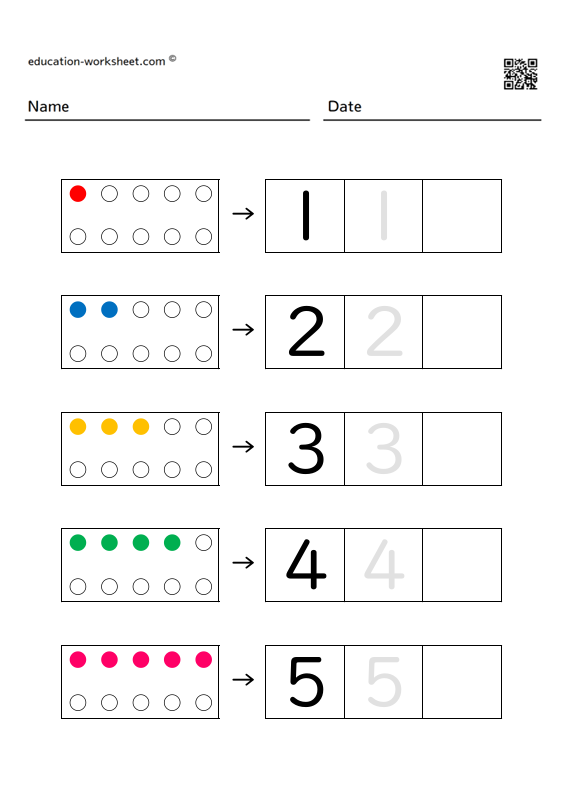 Learn numbers 1 to 5 - Color version