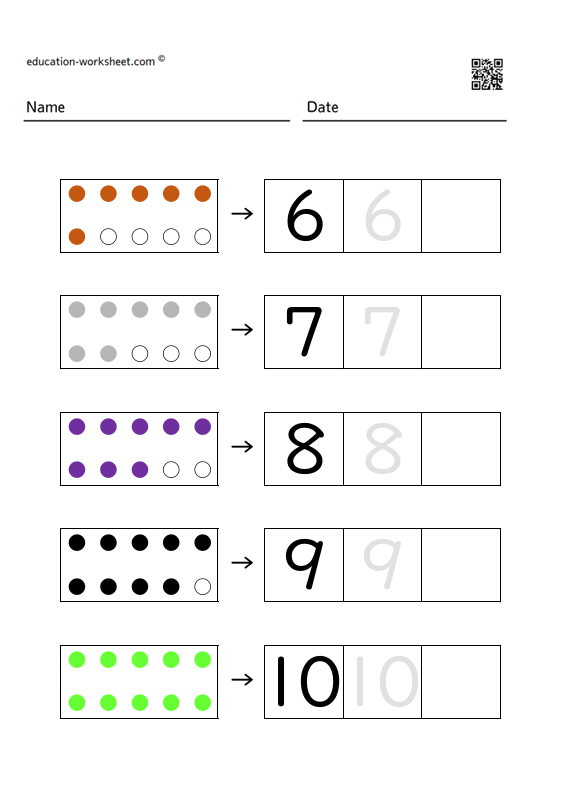 Learn numbers 6 to 10 - Color version