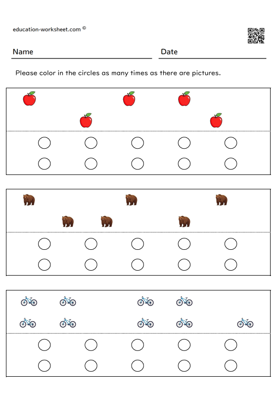The task is to color in as many circles as there are pictures 6-10_001