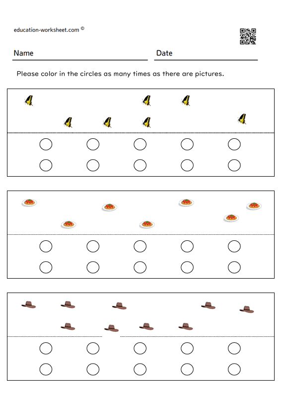 The task is to color in as many circles as there are pictures 6-10_010