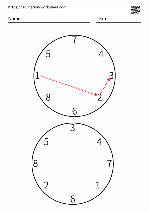 The task is to draw lines to connect the numbers 1-8 in a circle in order_001