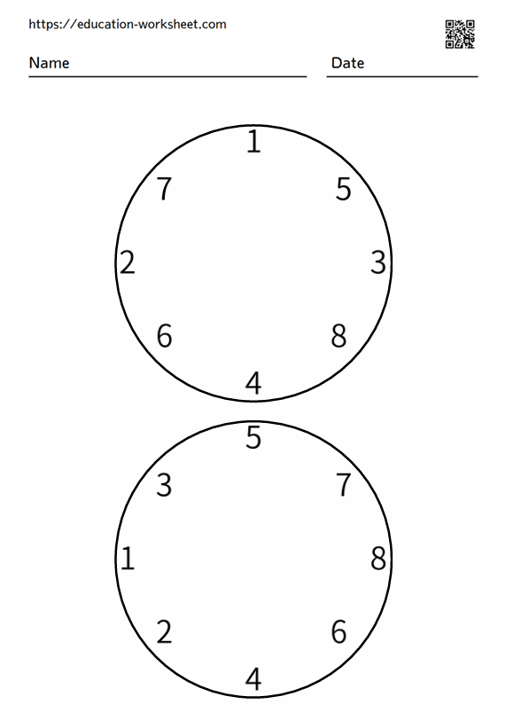 The task is to draw lines to connect the numbers 1-8 in a circle in order_005