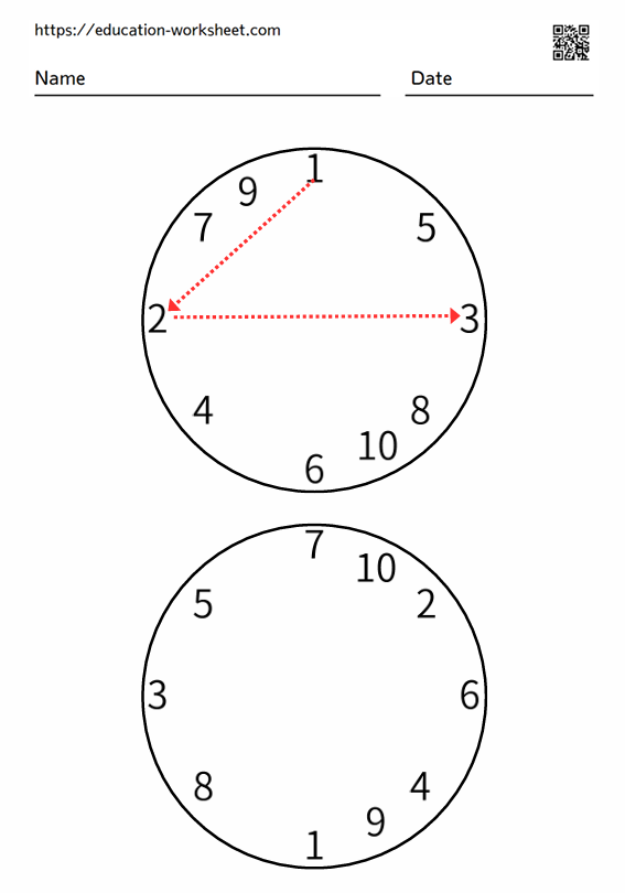 The task is to draw lines to connect the numbers 1-10 in a circle in order_001