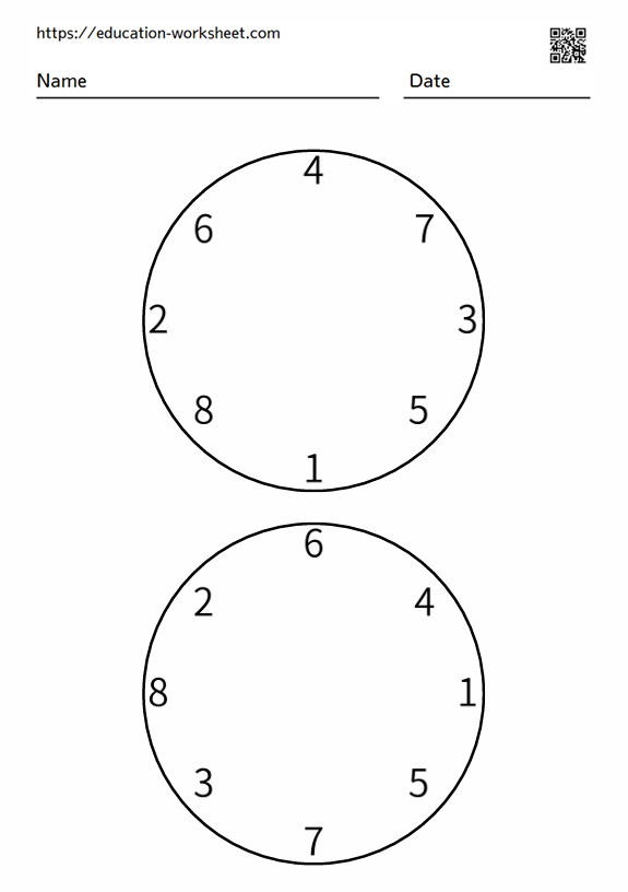 The task is to draw lines to connect the numbers 1-8 in a circle in order_006
