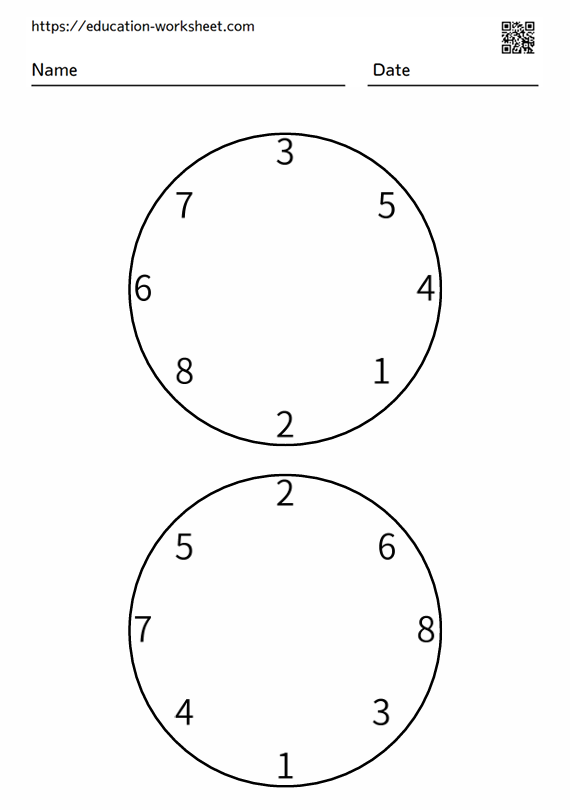 The task is to draw lines to connect the numbers 1-8 in a circle in order_008