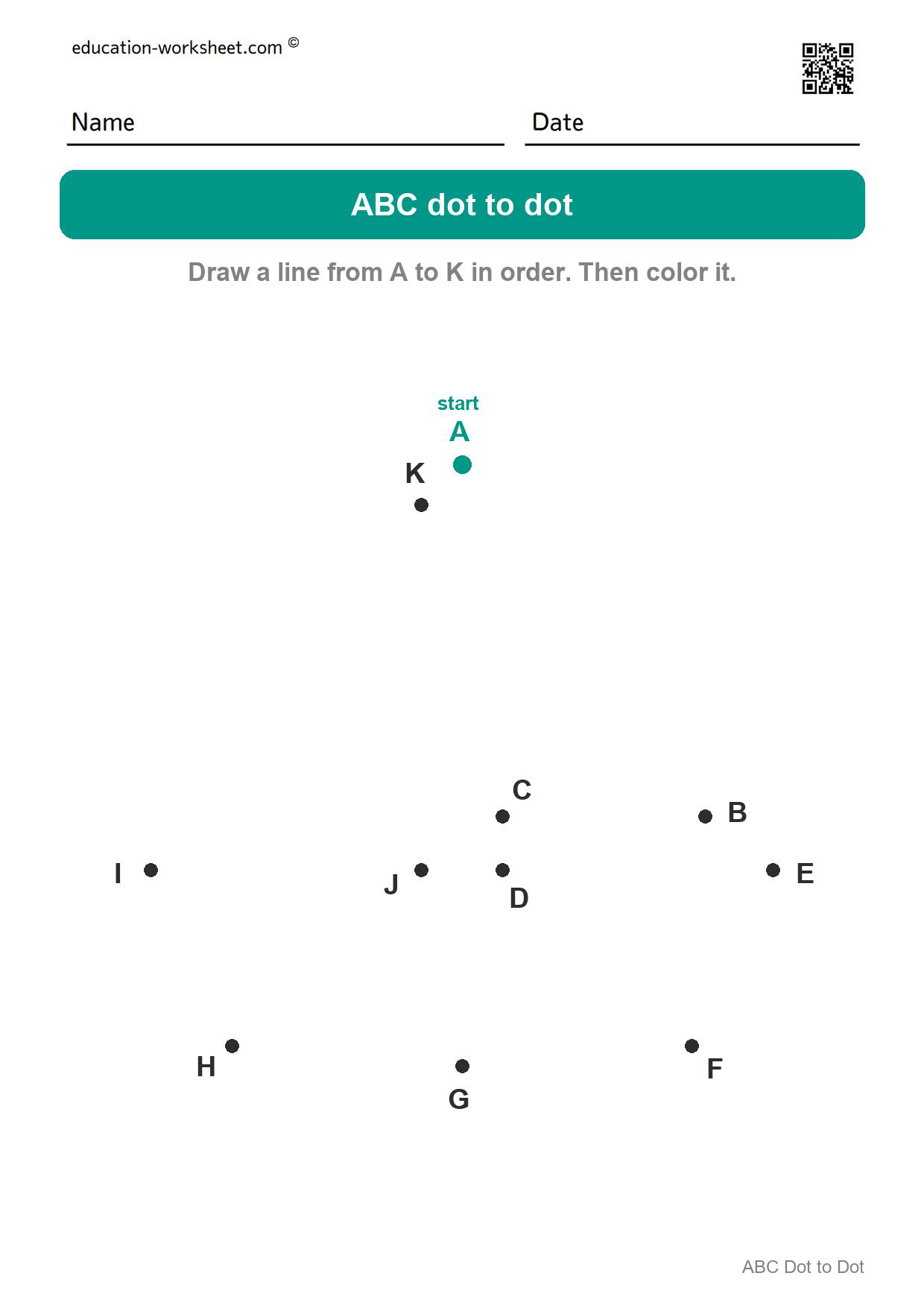 ABC dot to dot A to K - Sailboat - Free ABC Dot to Dot Worksheets for Kindergarten - Connect the Letters A to Z