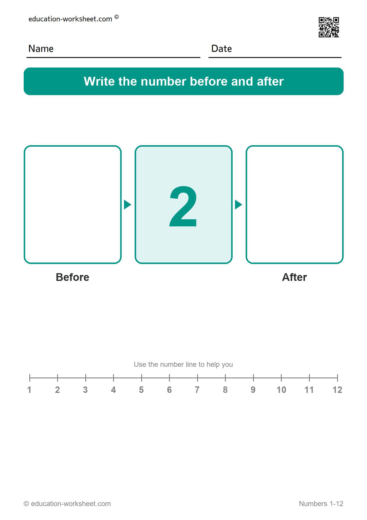 Before and after 2 - Free Before and After Number Worksheets for Kindergarten