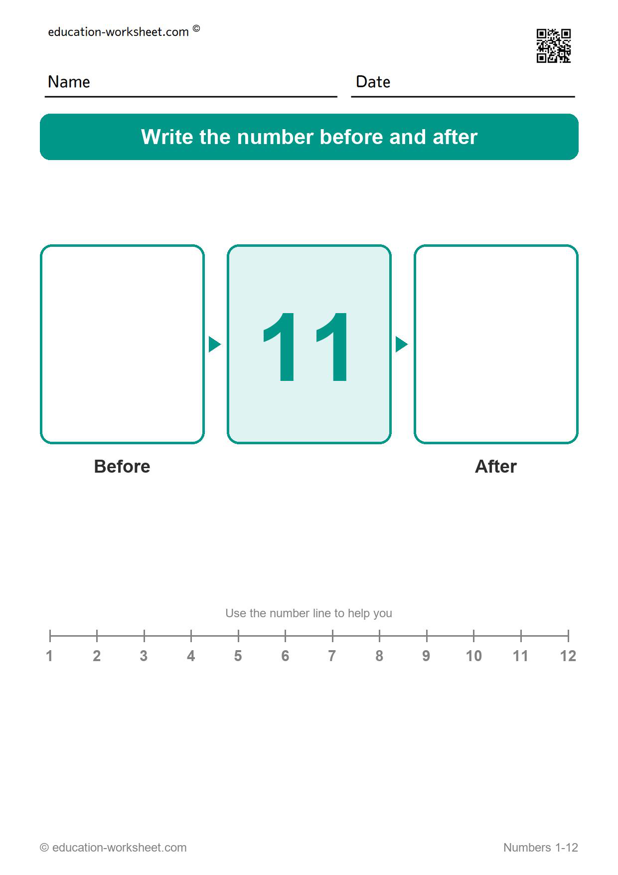 Before and after 11 - Free Before and After Number Worksheets for Kindergarten