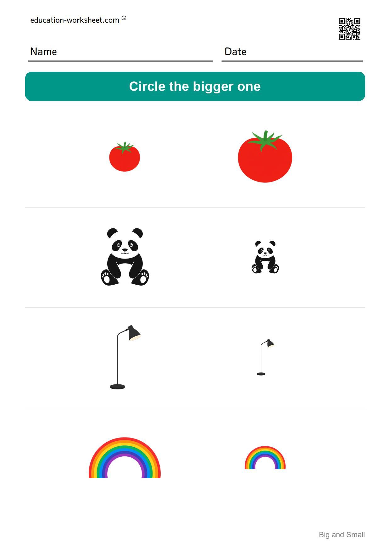 Circle the bigger one (Set 5) - Free Big and Small Worksheets for Kindergarten - Compare Sizes