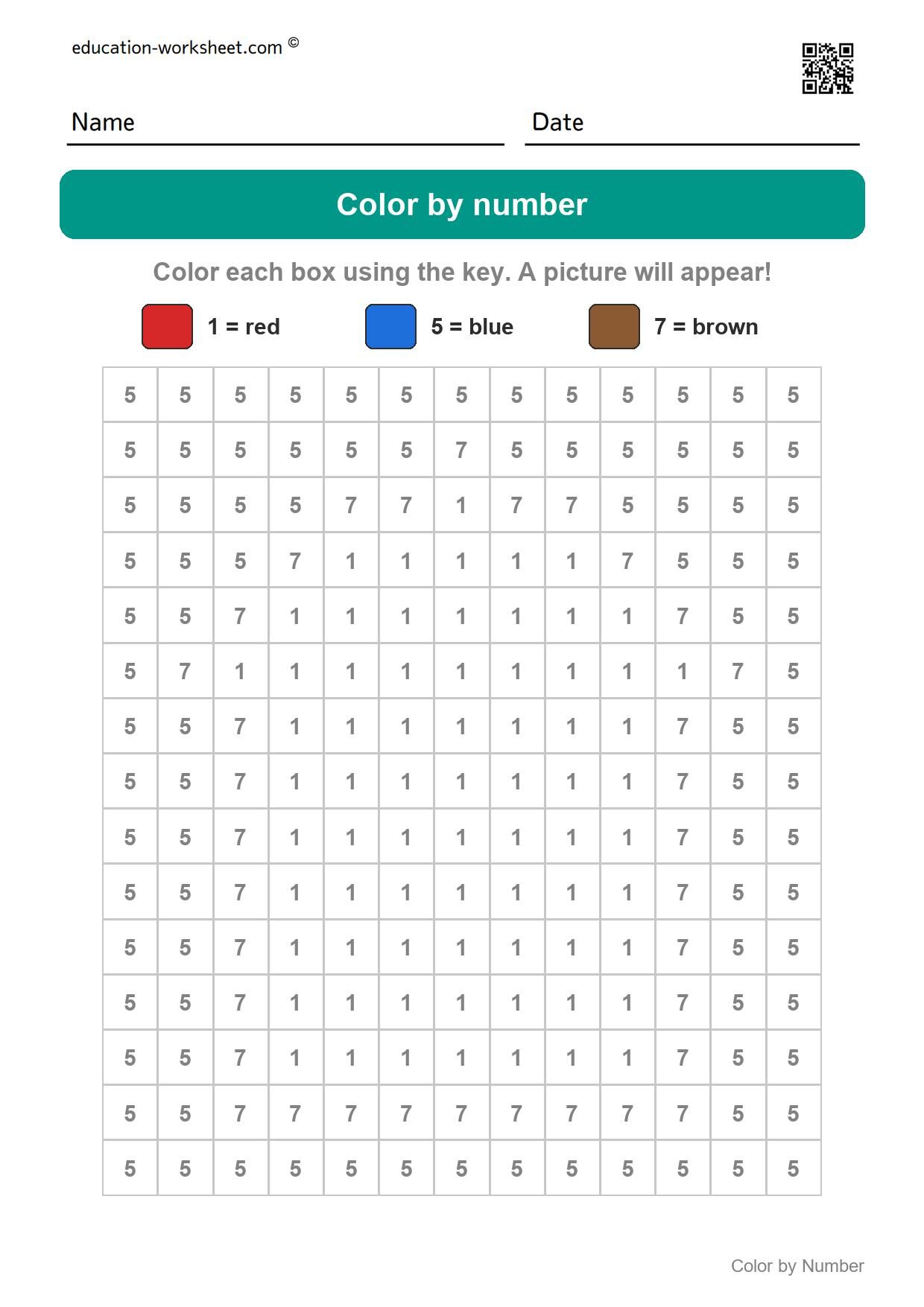 Color by number - House - Free Color by Number Worksheets for Kindergarten - Color and Count