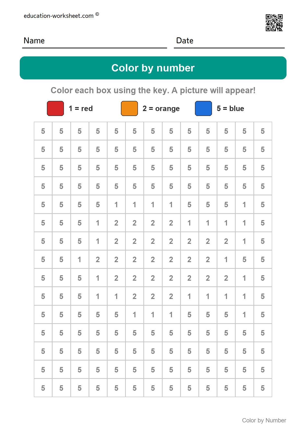 Color by number - Fish - Free Color by Number Worksheets for Kindergarten - Color and Count