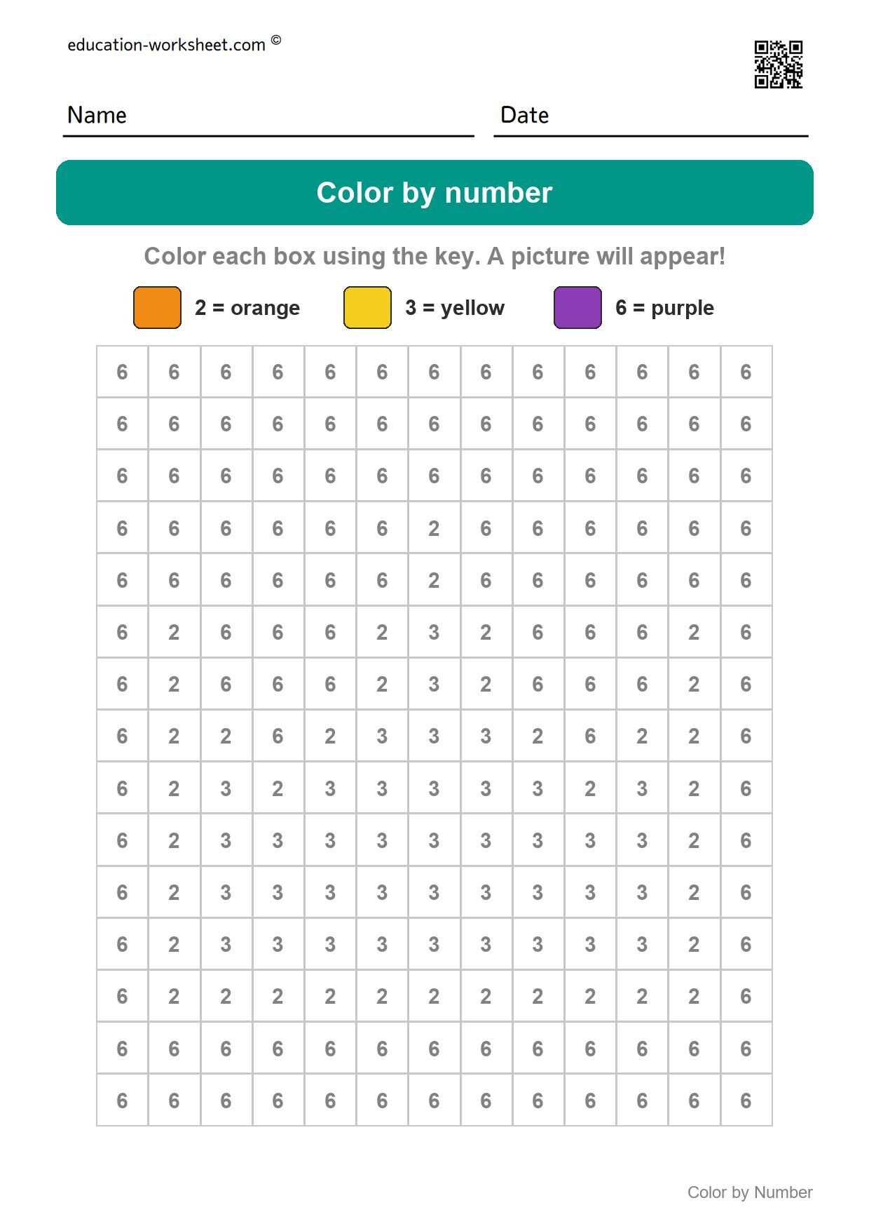 Color by number - Crown - Free Color by Number Worksheets for Kindergarten - Color and Count