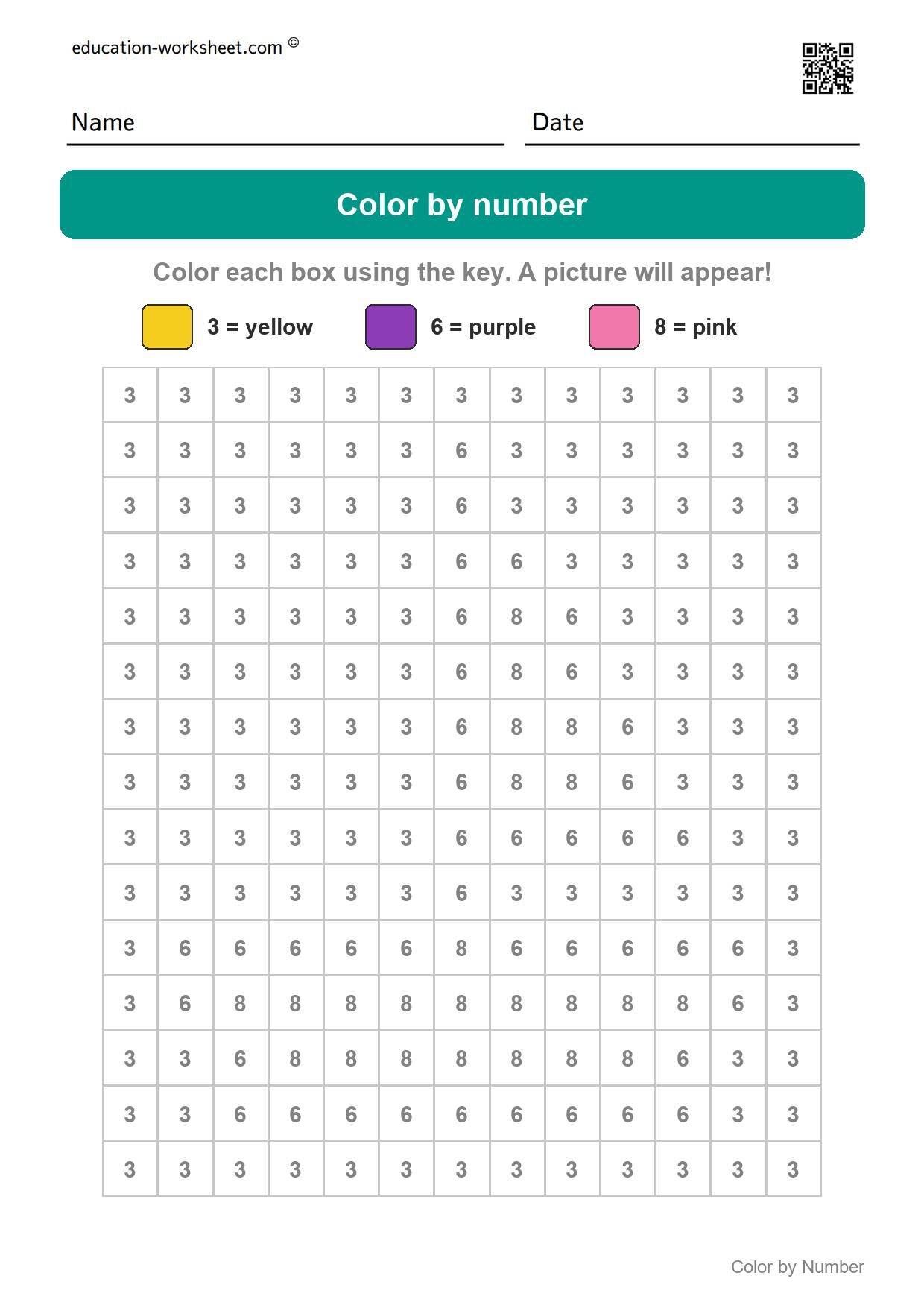 Color by number - Sailboat - Free Color by Number Worksheets for Kindergarten - Color and Count
