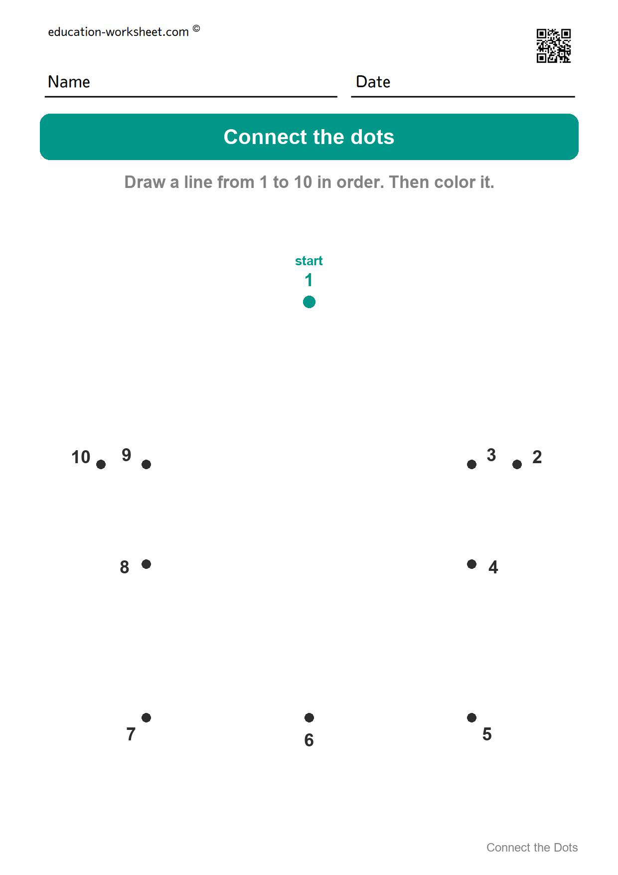 Connect the dots 1 to 10 - House - Free Connect the Dots Worksheets for Kids - Numbers 1 to 20