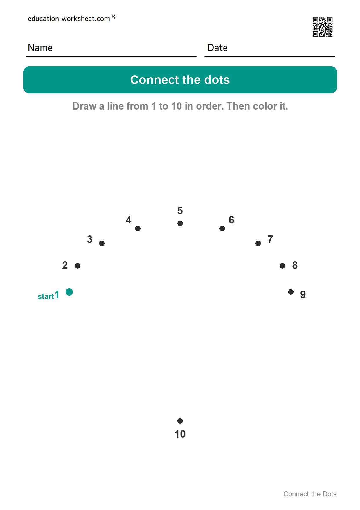 Connect the dots 1 to 10 - Ice cream - Free Connect the Dots Worksheets for Kids - Numbers 1 to 20