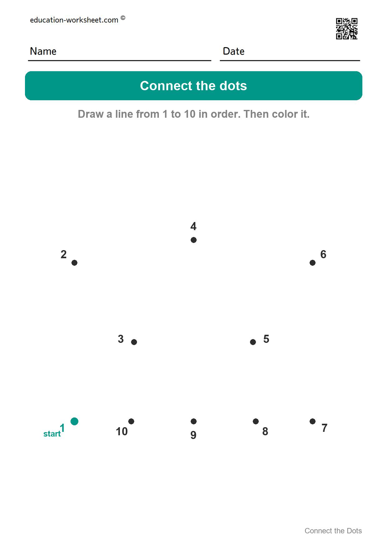 Connect the dots 1 to 10 - Crown - Free Connect the Dots Worksheets for Kids - Numbers 1 to 20