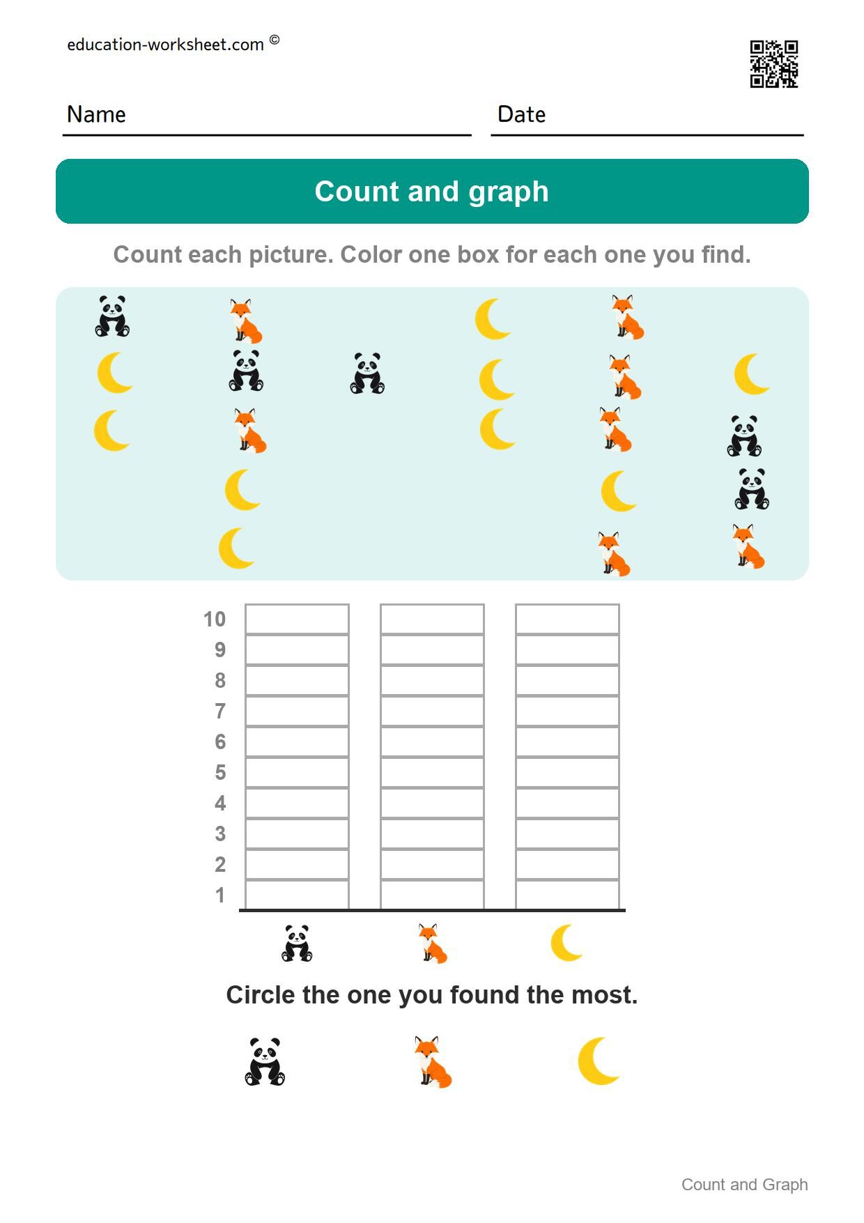 Count and graph (Set 8) - Free Count and Graph Worksheets for Kindergarten - Picture Graphs