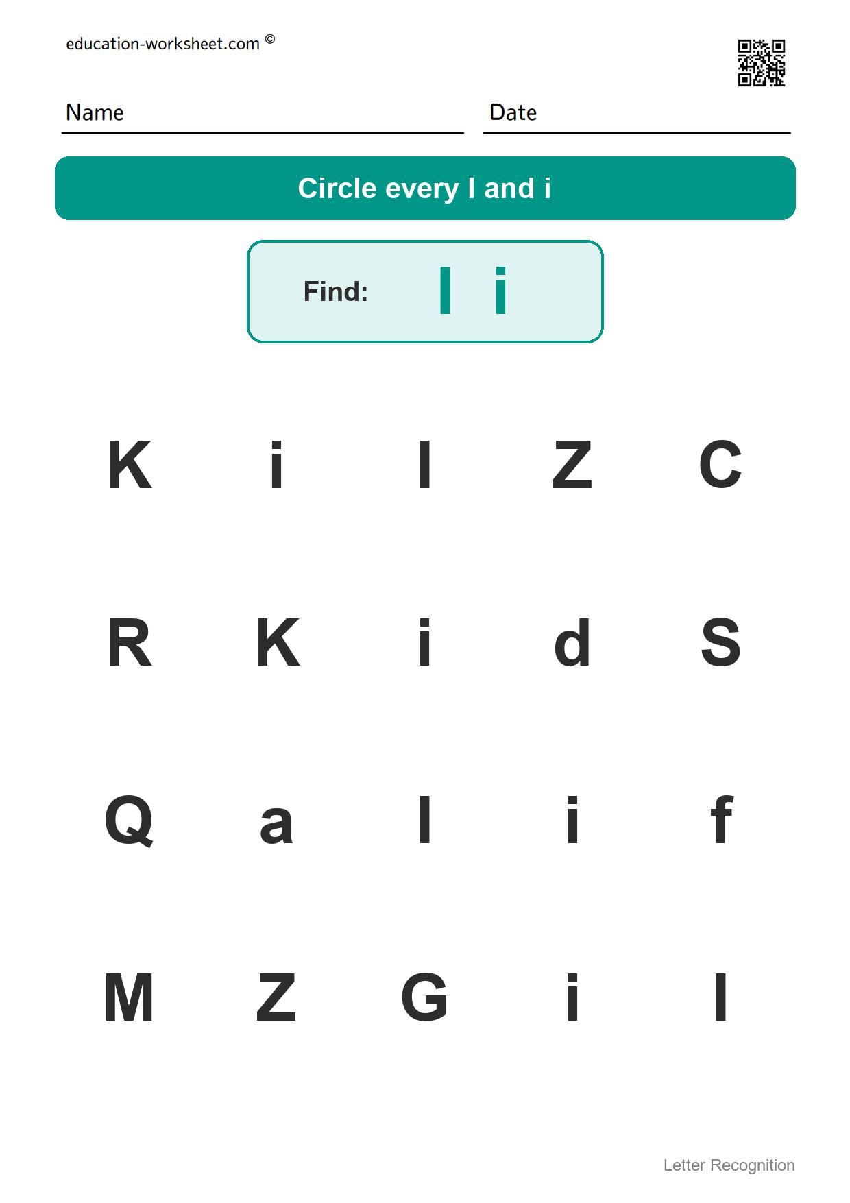 Find the letter Ii - Free Find the Letter Worksheets for Kindergarten - Letter Recognition
