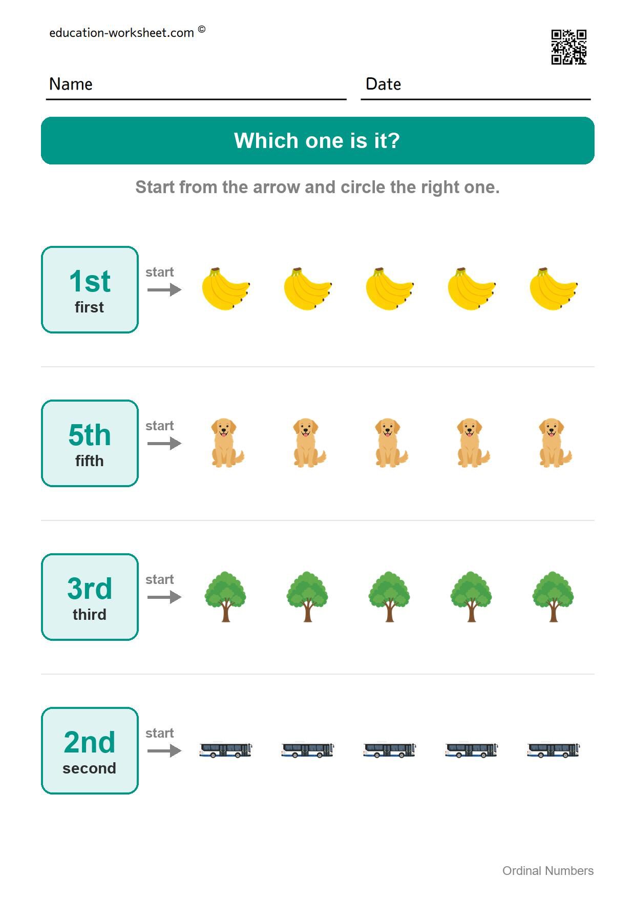 Which one is it? (Set 2) - Free Ordinal Numbers Worksheets for Kindergarten - First, Second, Third