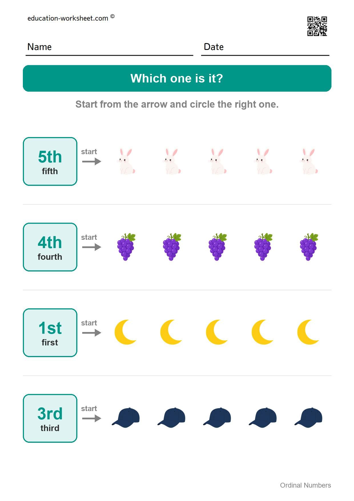 Which one is it? (Set 3) - Free Ordinal Numbers Worksheets for Kindergarten - First, Second, Third