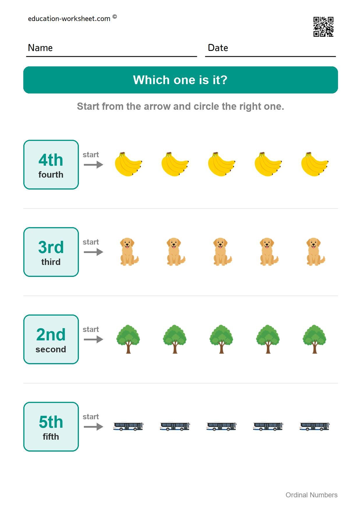 Which one is it? (Set 7) - Free Ordinal Numbers Worksheets for Kindergarten - First, Second, Third
