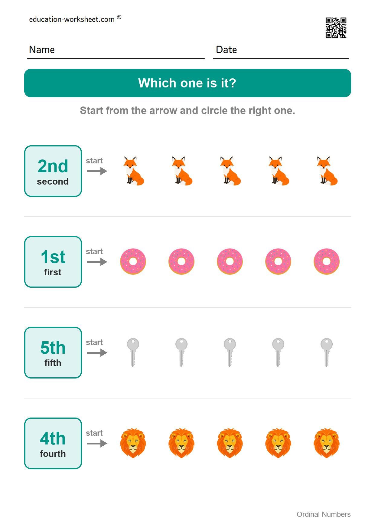 Which one is it? (Set 9) - Free Ordinal Numbers Worksheets for Kindergarten - First, Second, Third