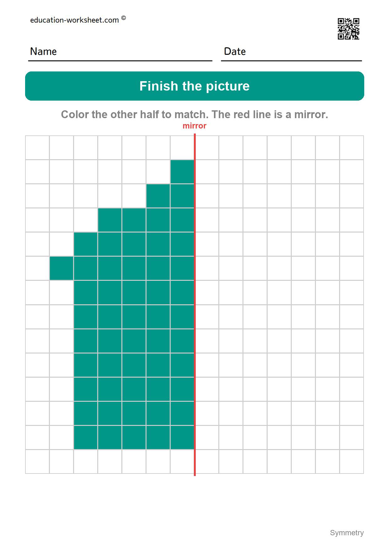 Symmetry - finish the house - Free Symmetry Worksheets for Kindergarten - Draw the Other Half