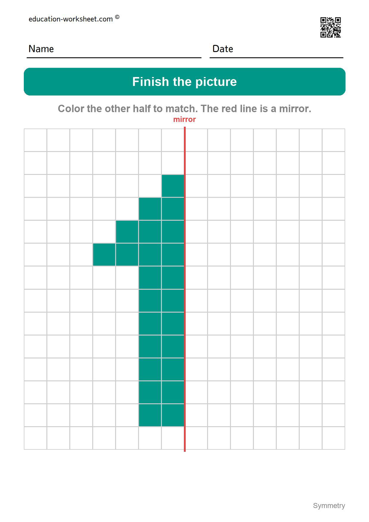 Symmetry - finish the arrow - Free Symmetry Worksheets for Kindergarten - Draw the Other Half