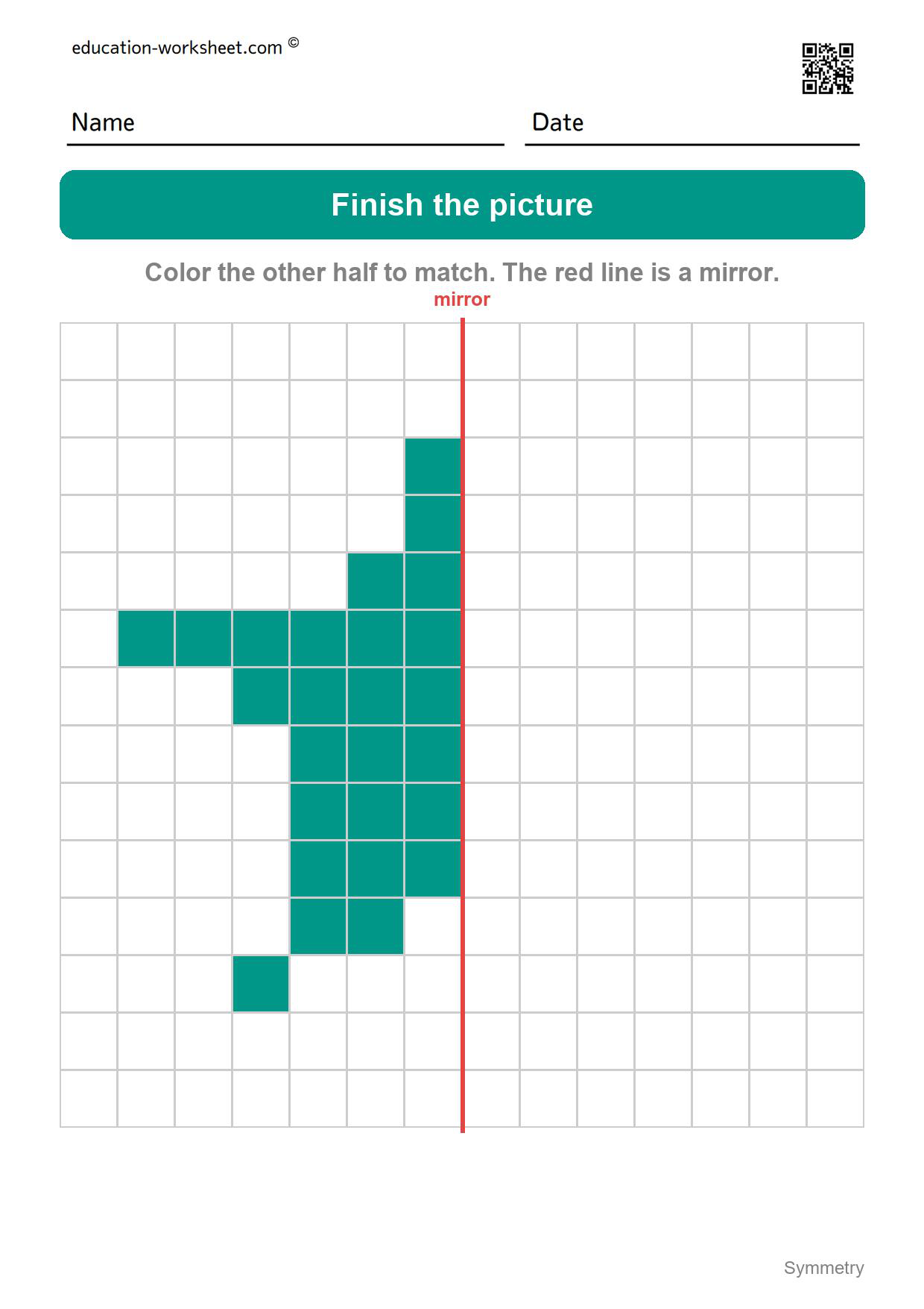 Symmetry - finish the star - Free Symmetry Worksheets for Kindergarten - Draw the Other Half