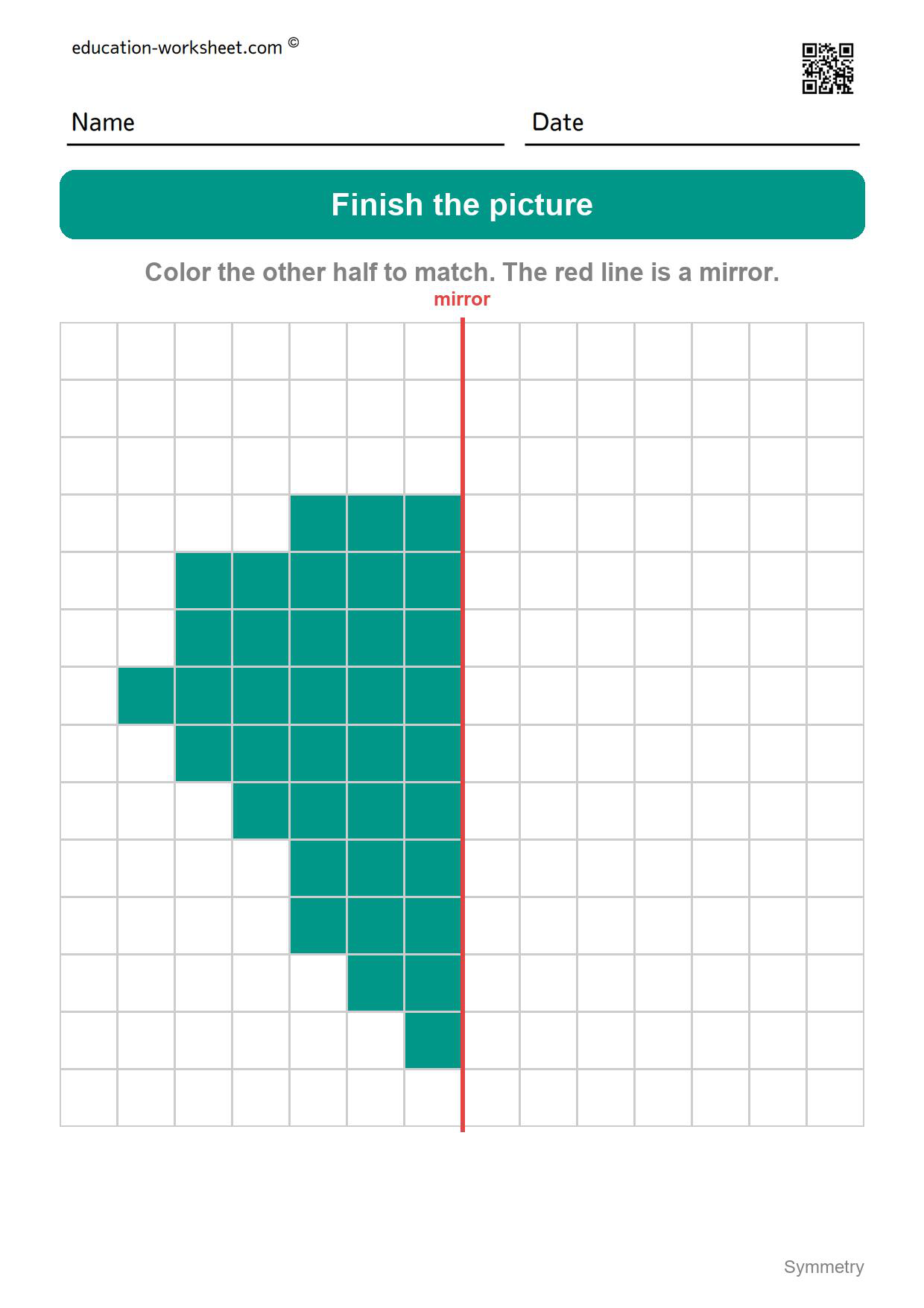 Symmetry - finish the ice cream - Free Symmetry Worksheets for Kindergarten - Draw the Other Half