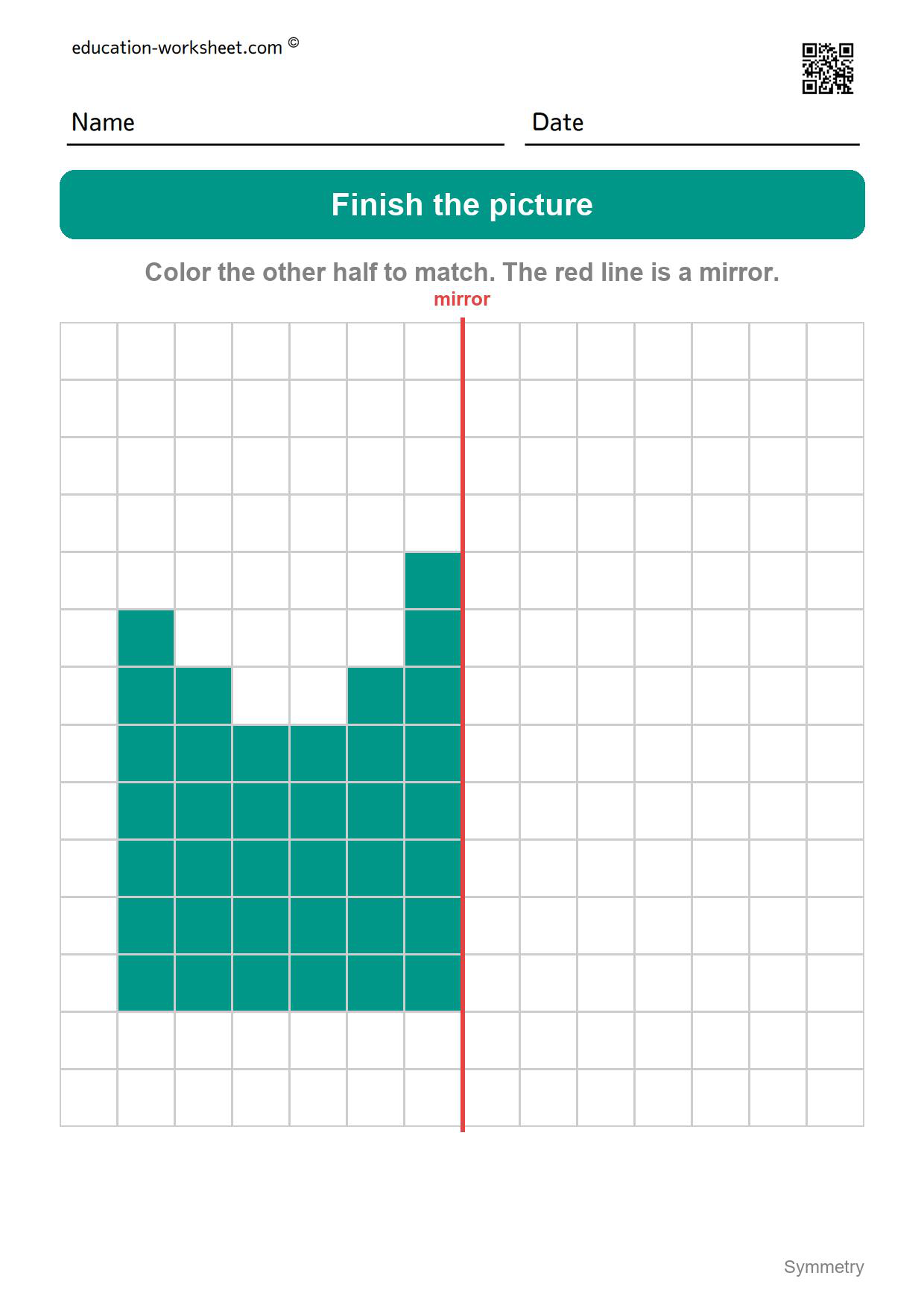 Symmetry - finish the crown - Free Symmetry Worksheets for Kindergarten - Draw the Other Half