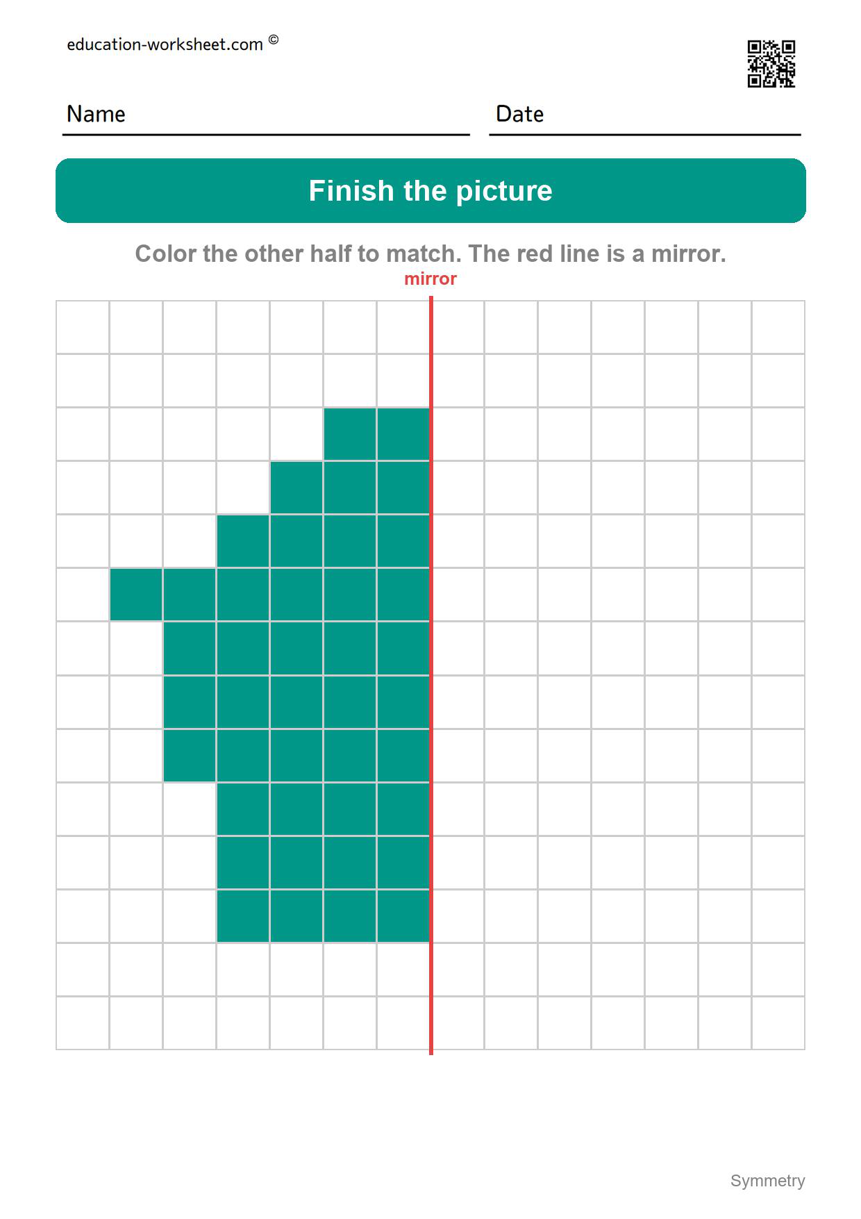 Symmetry - finish the pentagon - Free Symmetry Worksheets for Kindergarten - Draw the Other Half