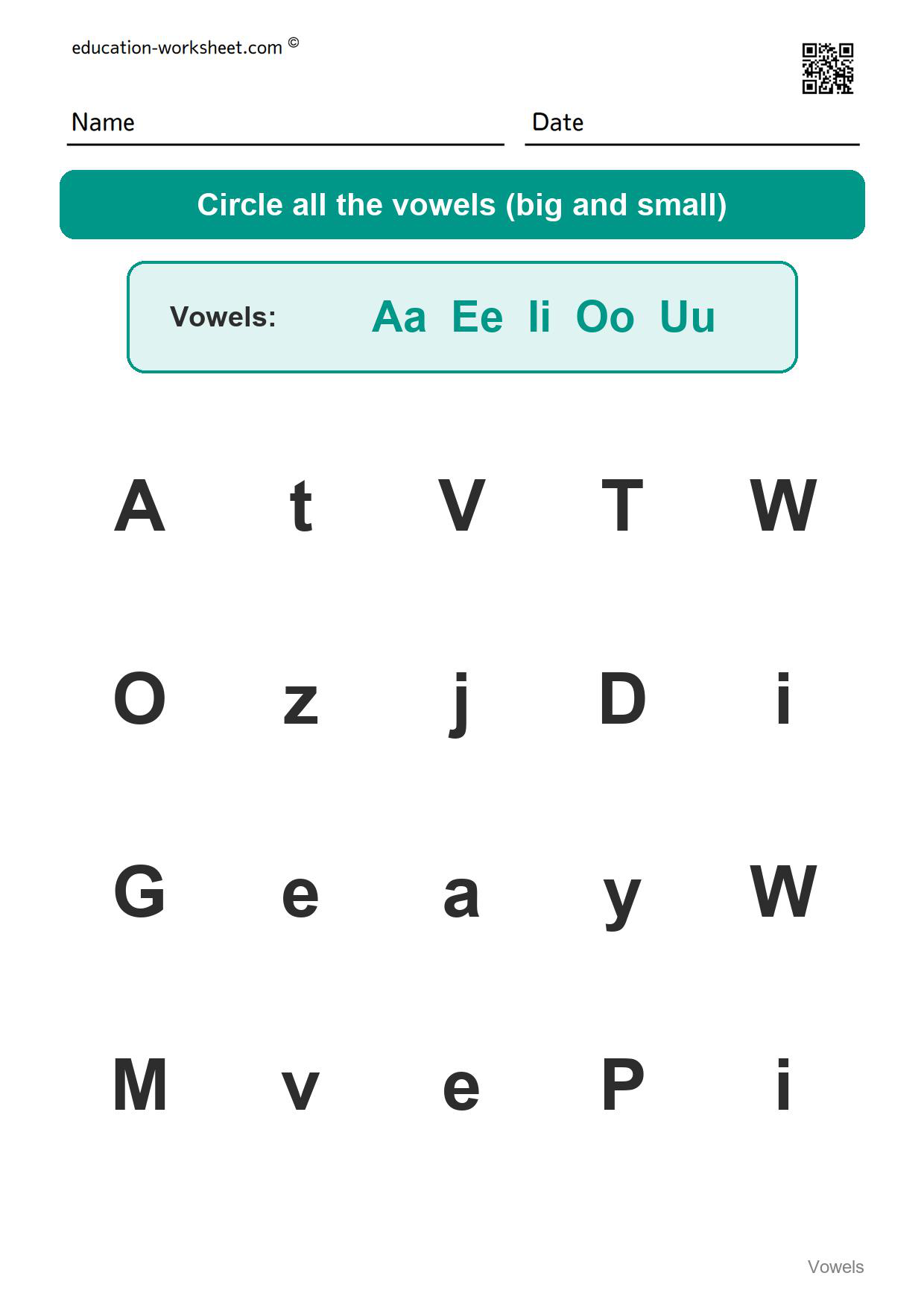 Circle the vowels (Set 10) - Free Vowels Worksheets for Kindergarten - Circle the Vowels