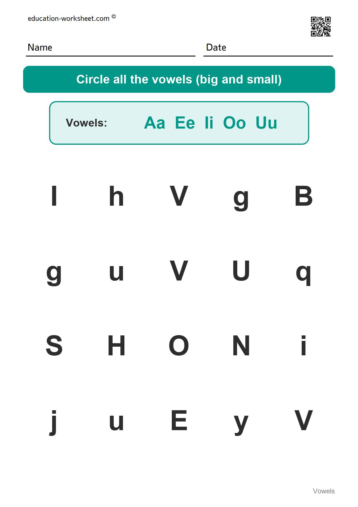 Circle the vowels (Set 5) - Free Vowels Worksheets for Kindergarten - Circle the Vowels