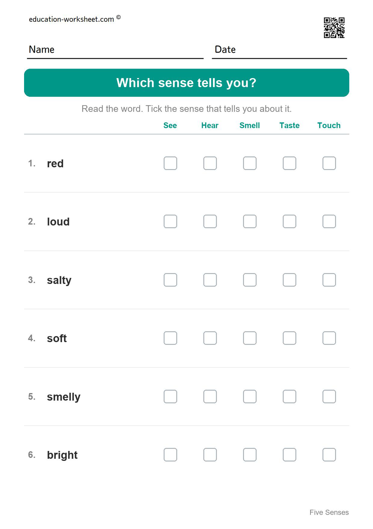 Which sense tells you? (Set 1) - Free Five Senses Worksheets for Kindergarten - Science