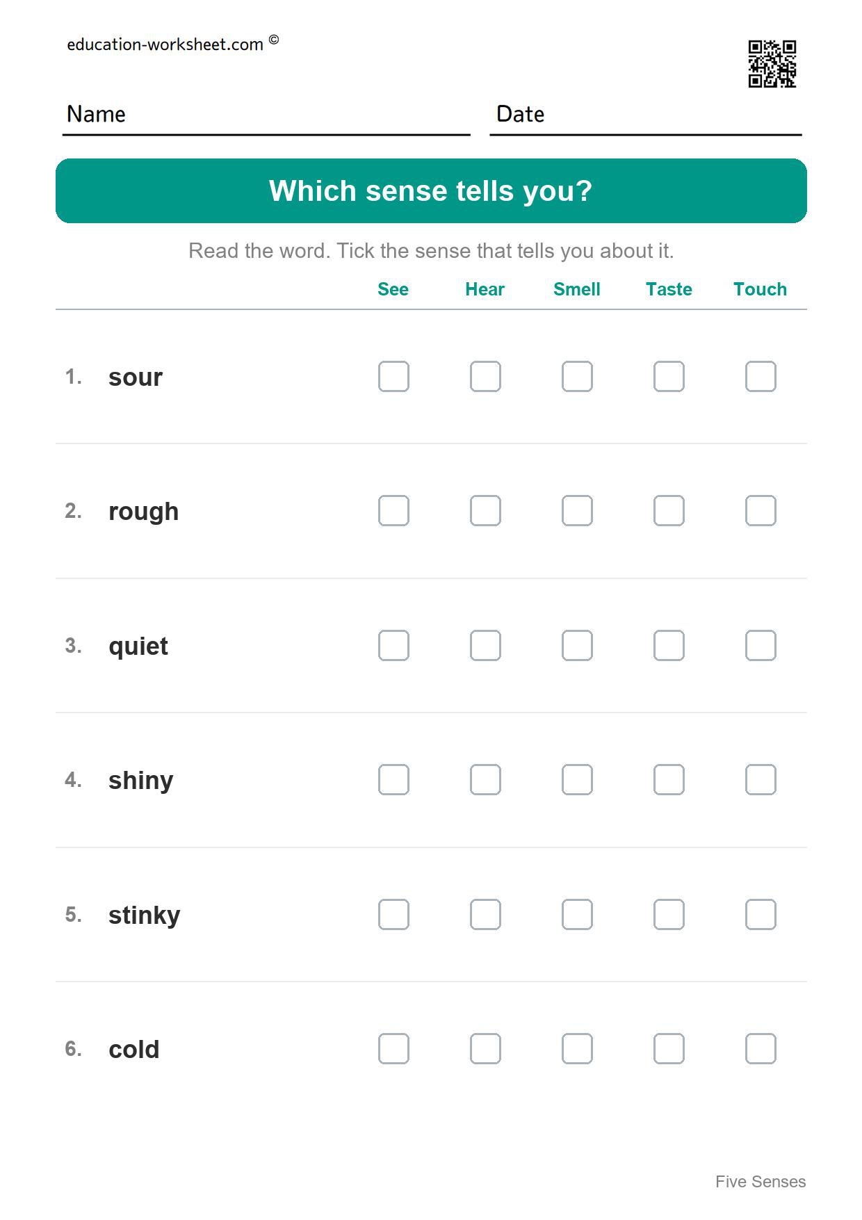 Which sense tells you? (Set 5) - Free Five Senses Worksheets for Kindergarten - Science