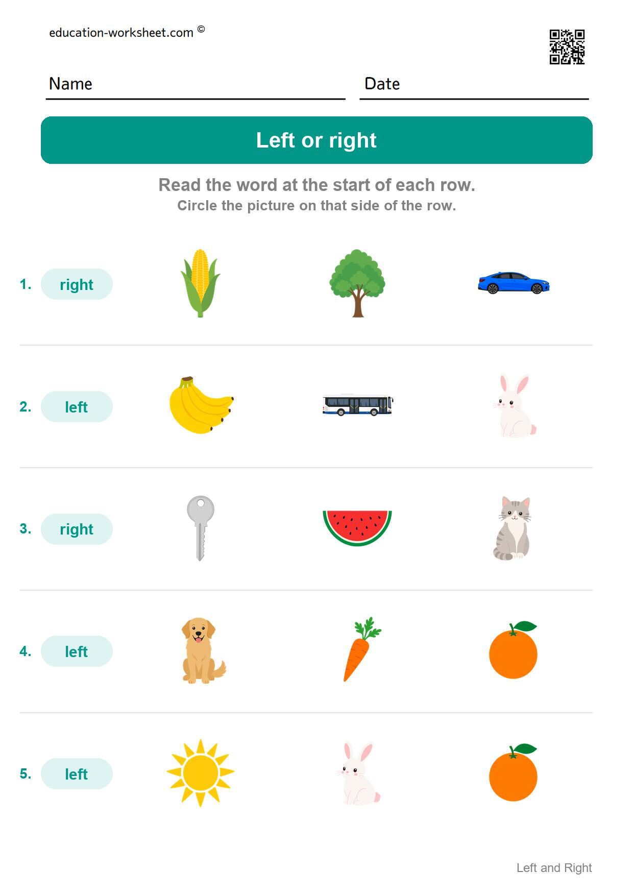 Left or right (Set 4) - Free Left and Right Worksheets for Kindergarten - Which Side