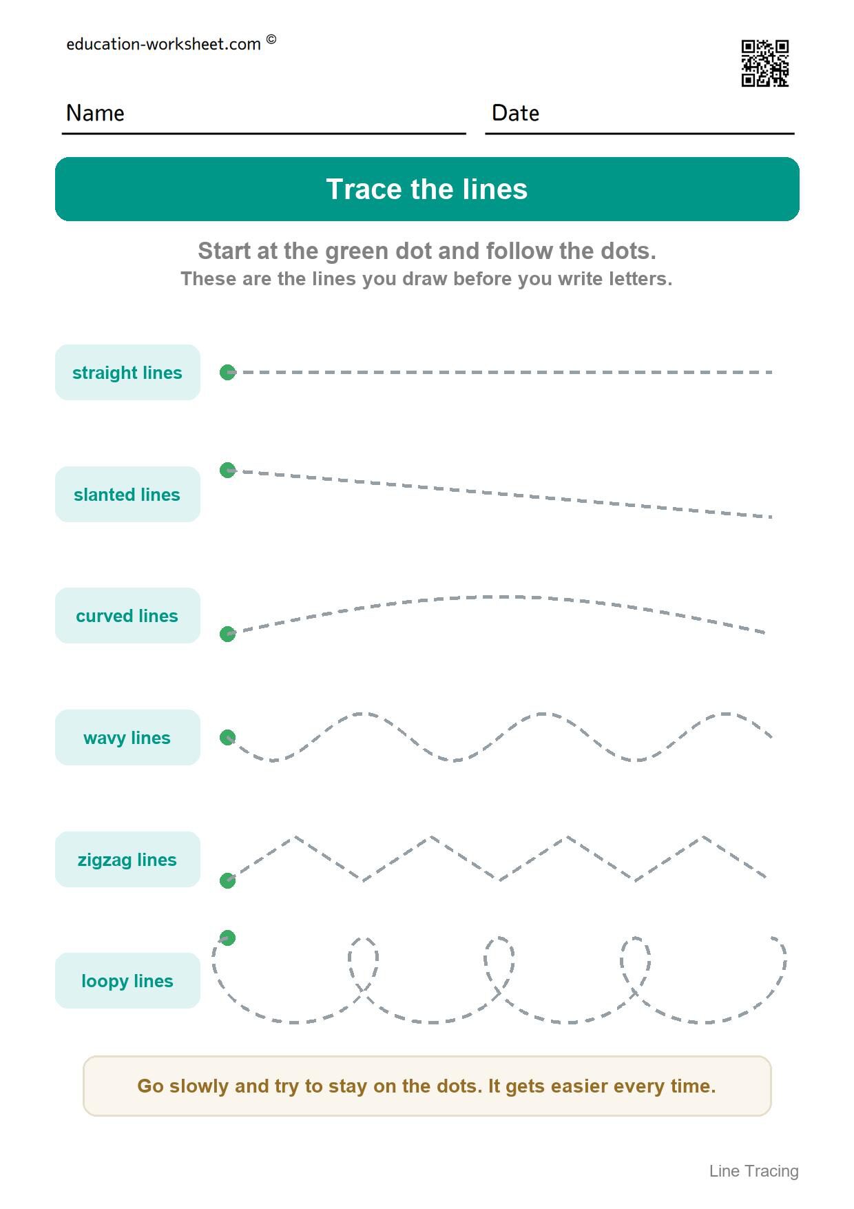 How to use this worksheet - Free Line Tracing Worksheets for Preschool and Kindergarten
