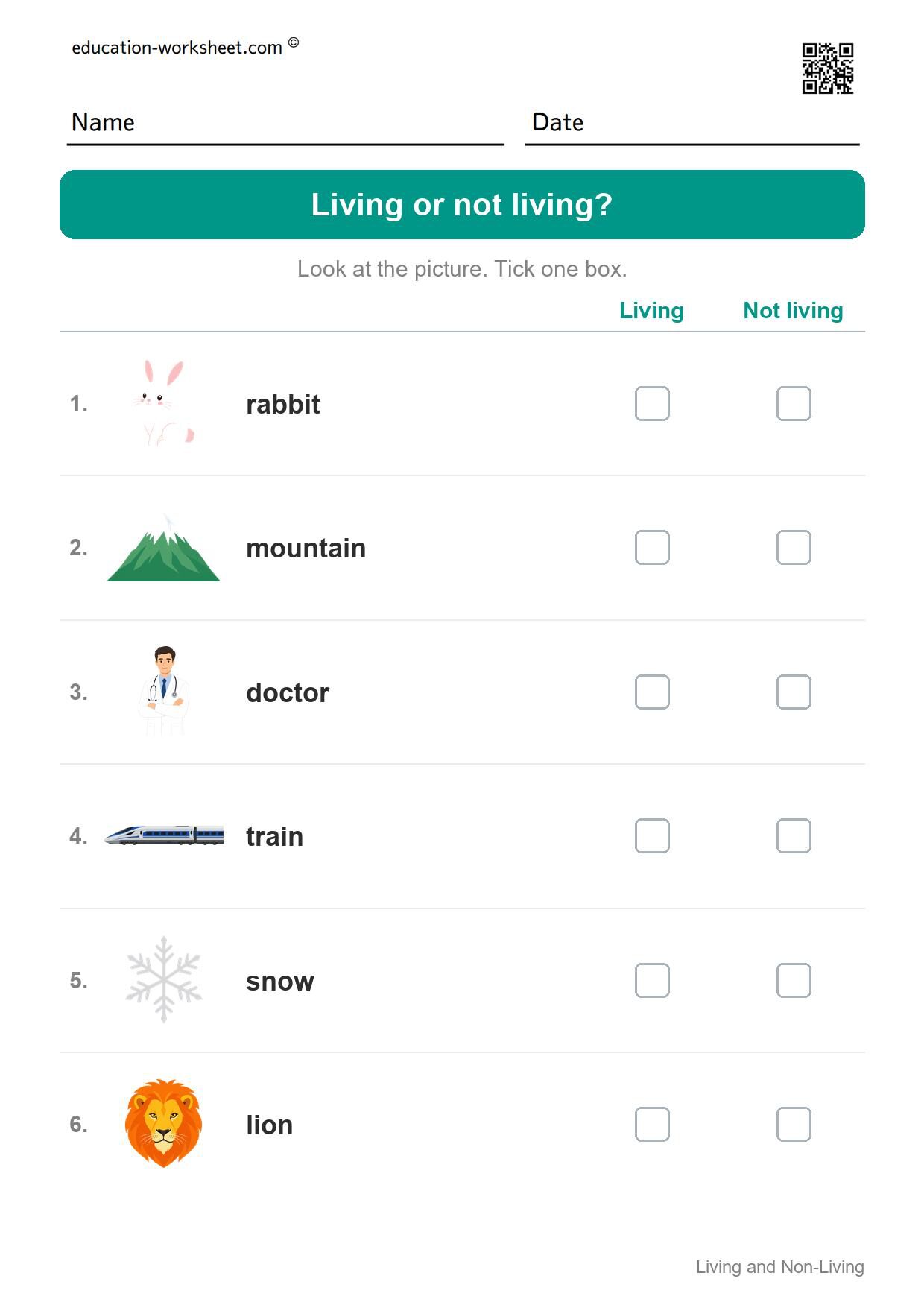 Living or not living? (Set 9) - Free Living and Non-Living Things Worksheets for Kindergarten