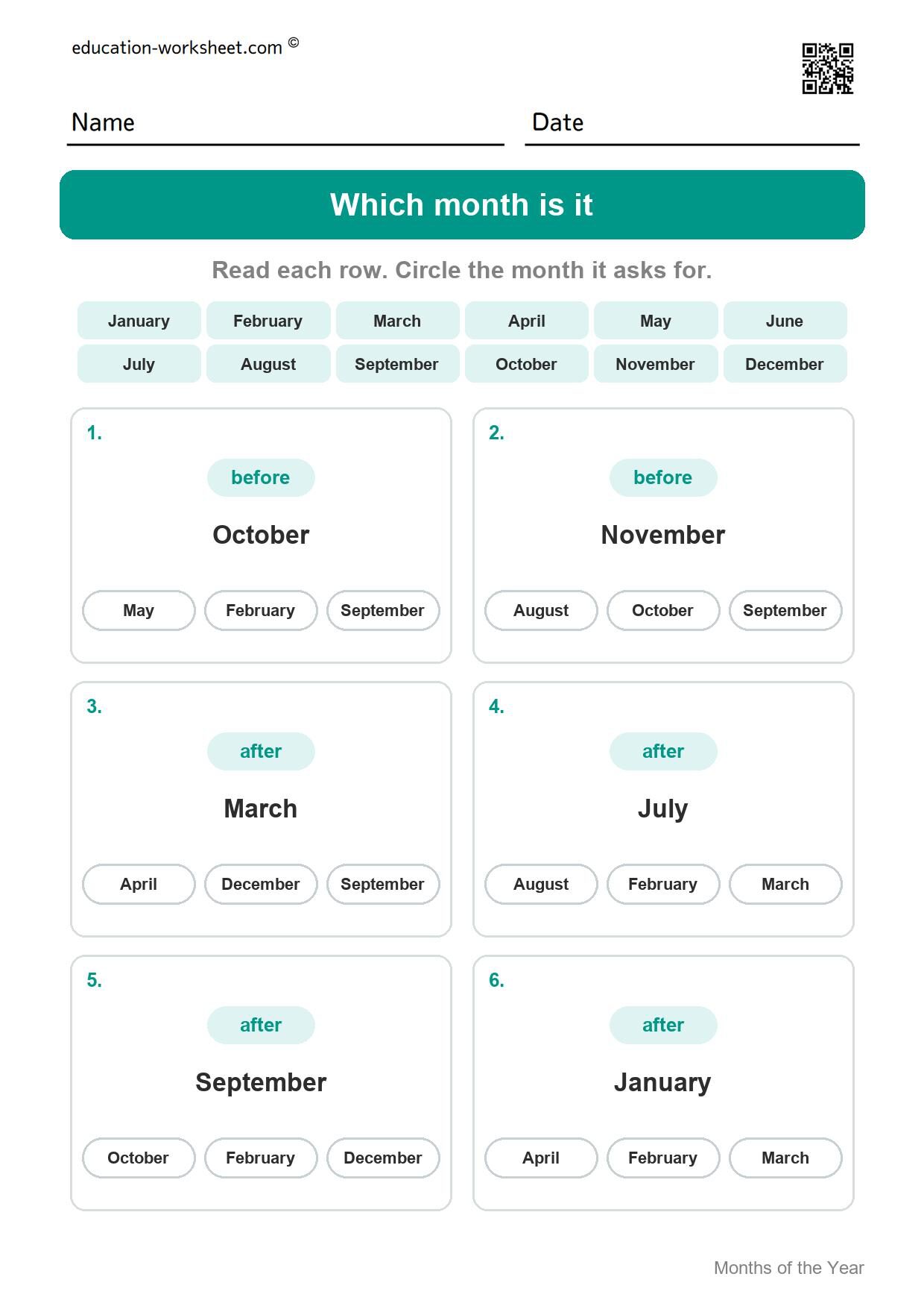 Which month is it (Set 10) - Free Months of the Year Worksheets for Kindergarten