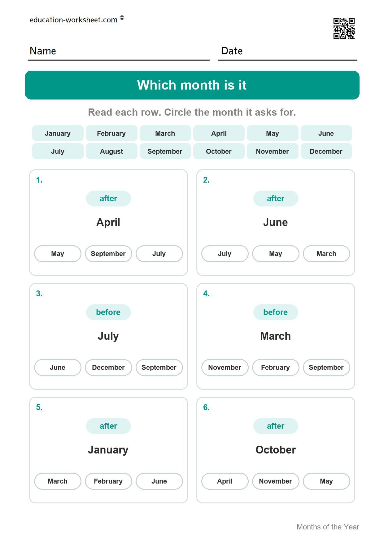 Which month is it (Set 4) - Free Months of the Year Worksheets for Kindergarten