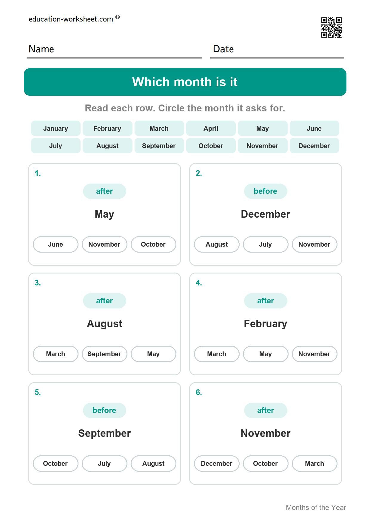 Which month is it (Set 7) - Free Months of the Year Worksheets for Kindergarten