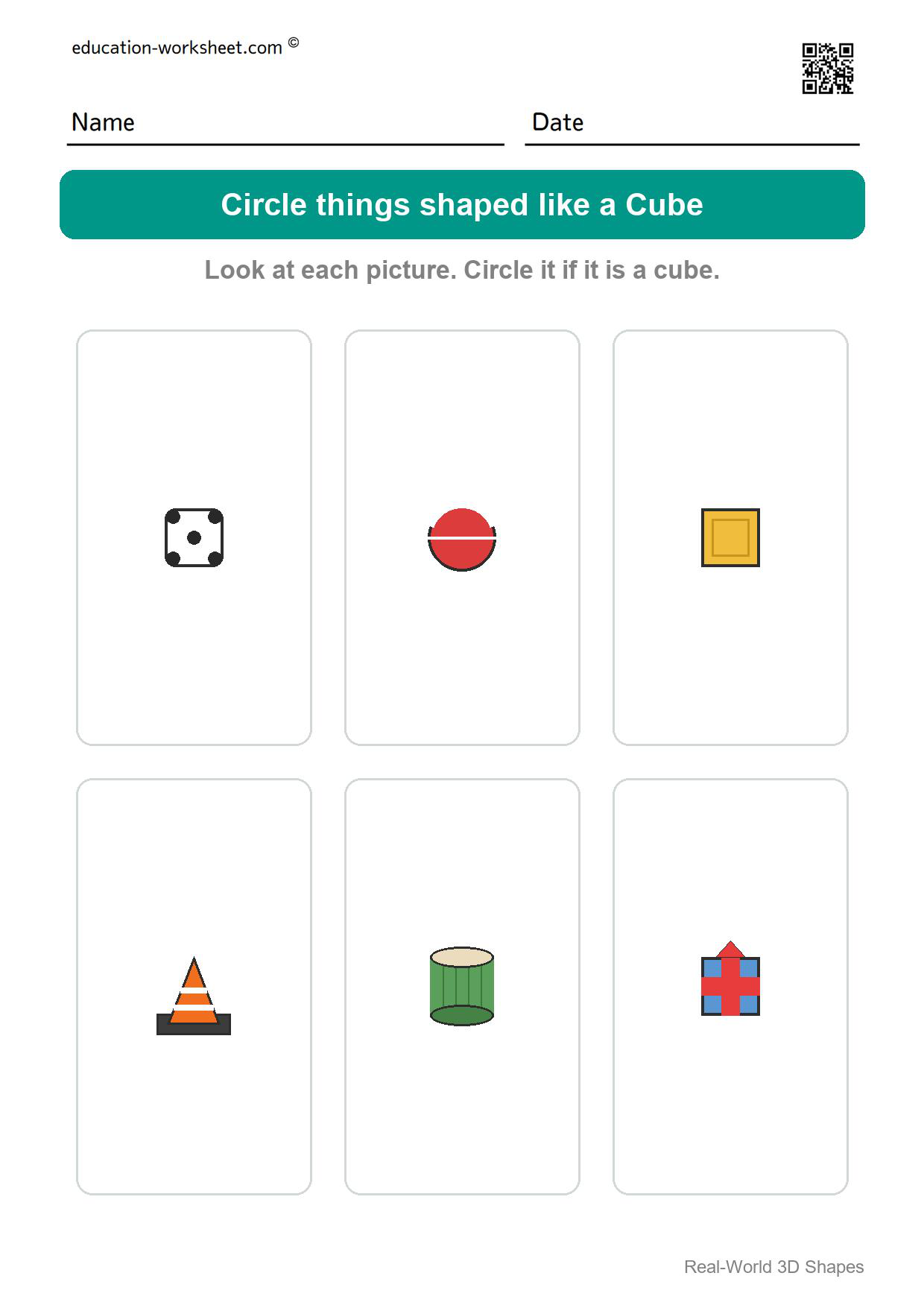 Find the Cubes (Page 5) - Free Real-World 3D Shapes Worksheets for Kindergarten