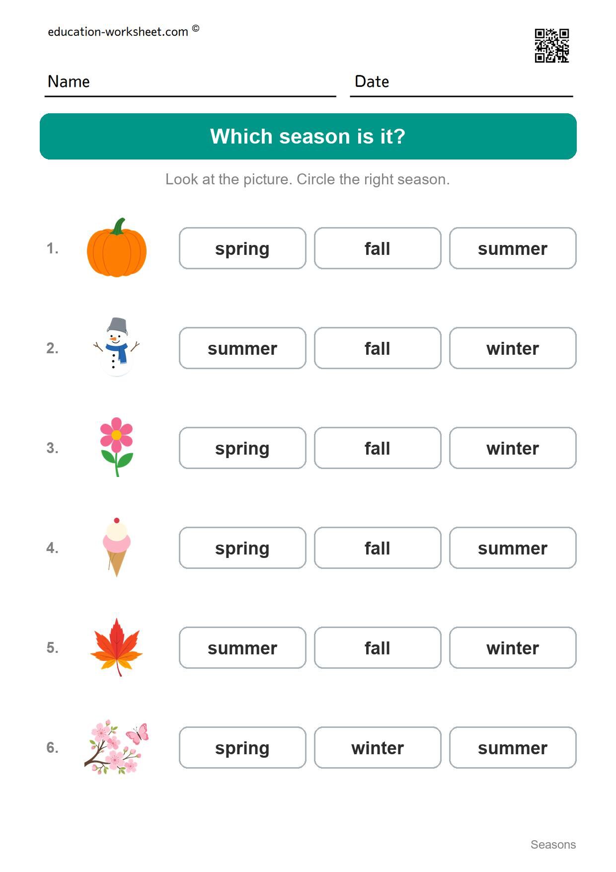 Which season is it? (Set 9) - Free Four Seasons Worksheets for Kindergarten - Science