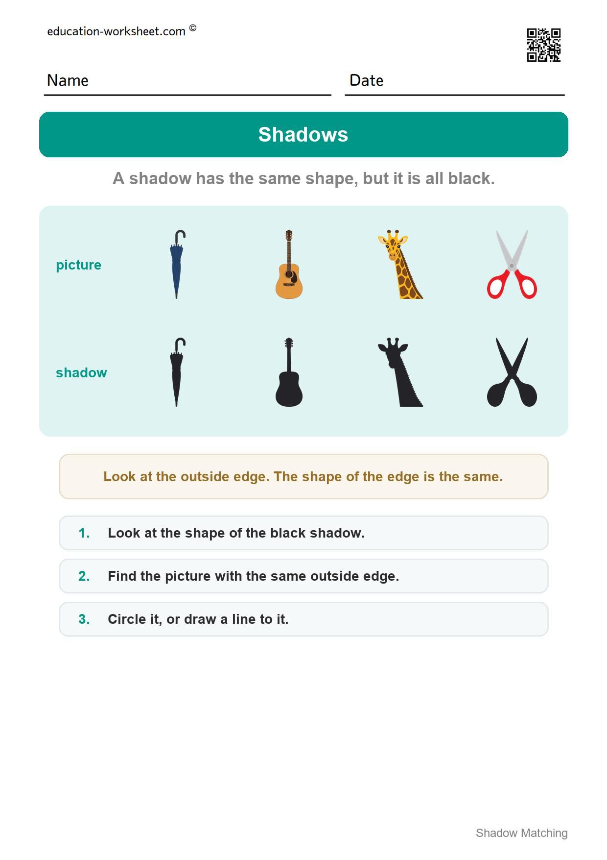 How to use this worksheet - Free Shadow Matching Worksheets for Kindergarten - Match Shadows
